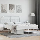 Homgoday Canapé con cabecero de metal blanco de 135 x 190 cm, decoración