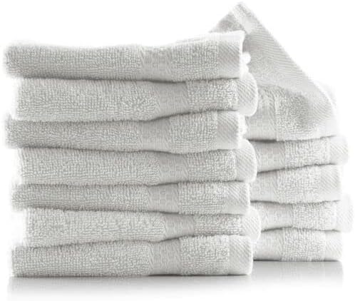Juego de 12 toallas de baño 100 algodón suaves de lujo para cara y cuerpo blanco