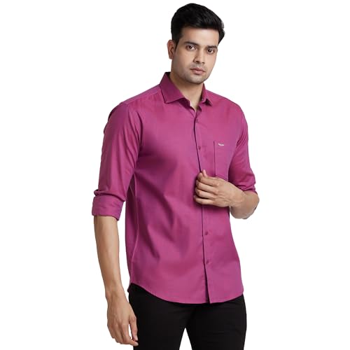 Image of Park Avenue Men's Solid Pattern Slim Fit Pure Cotton Full Sleeve Cut Away Collar Casual Shirt