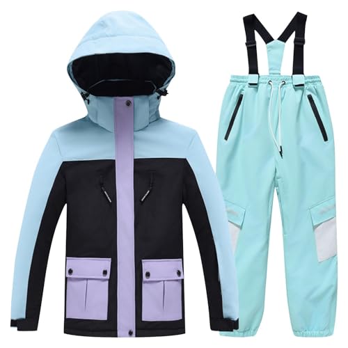 Two Piece Snowsuits for Kids Fashion Warm Ski Suit Winter Windproof Waterproof Jacket and Snow Pants 2 Piece Sets