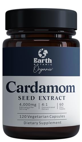 Earth BOTANIC Organic Cardamom Seed Extract Capsules 4000mg Equiv...