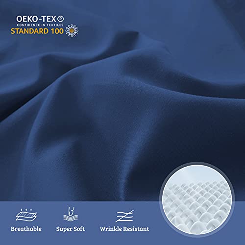 Yiyea 100% Brushed Microfiber Queen Pillow Cases Set Of 4, Super Soft And Cozy Embroidered Bed Pillowcases King With Envelope Closure, Wrinkle, Fade, Stain Resistant (20"X36", Navy Blue) #TOP2