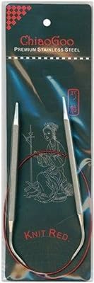 CHIAOGOO 24-Inch Red Line Circular Knitting Needles, 3/3.25mm