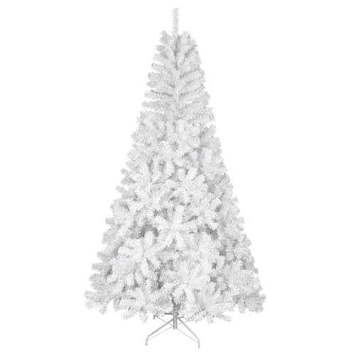 Uten Sapin de Noël Blanc Artificiel 210cm Arbre de Noël Décoration Fêtes de Noël avec Support en Métal 1000 Branches