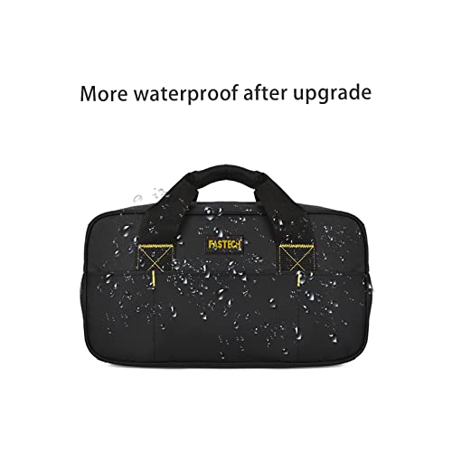Image of FASTECH 14 Inch Small Tool Bag,Wide Mouth Tool Tote Bag,Waterproof Tool Organizer Bag,Electricians Repairman Tools Tote Bag Double Fabric Storage Bag (Black)