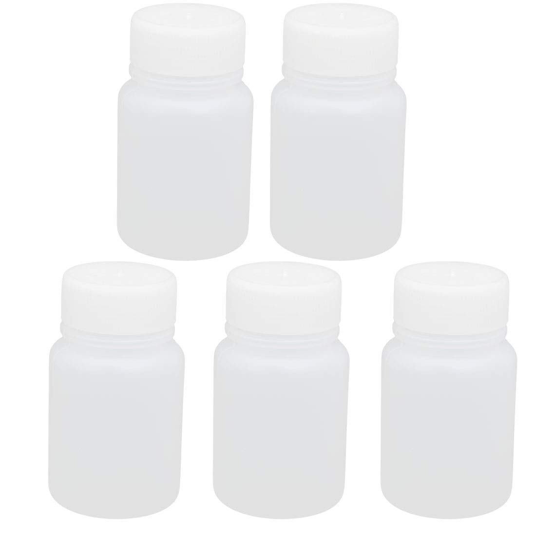 Aexit 5Pcs 30ml gauge HDPE Plastic Cylinder Wide Mouth Sample Bottle White