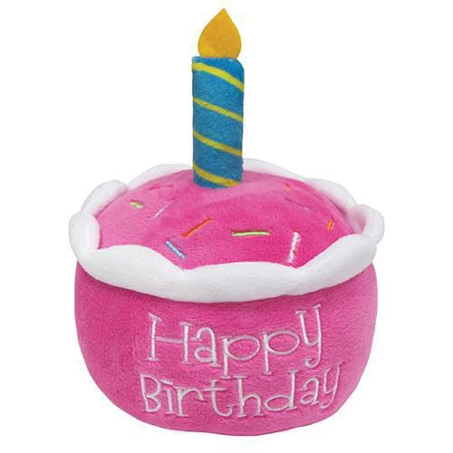 Jlobnyiun Giocattolo per torta di compleanno per cani, in peluche, da masticare, resistente, lavabile, a forma di torta di compleanno, per cuccioli, cani maschi o femmine, con divertente sonaglio per