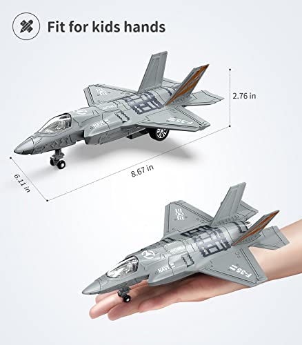 Geyiie Plane Toys For Kids, Diecast Airplane Toys Military Fighter Jet Toys With Led Light, Stealth Bomber Toy Aircraft Flying Toys For Boys Girls Party Favor Gifts, Outdoor Indoor, 2 Pack #TOP5