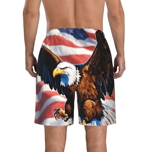 Eagle with USA Flag Print Stylish Men Beach Shorts Lightweight Cozy Swim Trunks Summer Casual Outings Holiday3