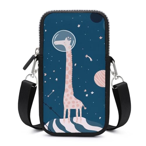 Portefeuille pochette téléphone portable et cartes pour femme sac bandoulière girafe de l'espace