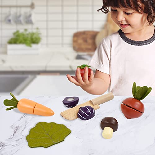 Little Log Holzspiel Lebensmittel Spielzeug-Schneidgemüse Kinder als Kochen Sie Set Kinder Küchenzubehör pädagogisches… – Bild 6