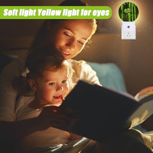 Image of Cute Frog Night Light,Green Forest Night Lights Plug into Wall for Kitchens Toilets Bedroom Decorative Half Round Nightlight Led Lamp 0.5W Sleep Friendly