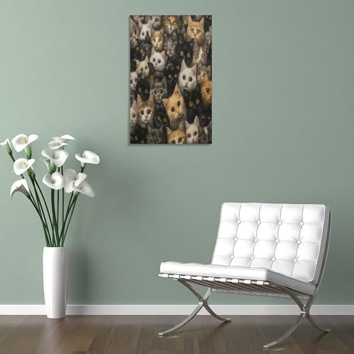 Tableau chat mignon image sur toile décoration murale maison 40x60