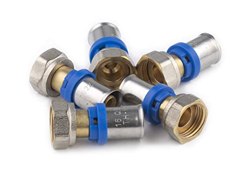 Raccord Multicouche à Sertir Multi profils TH-H-U diamètre Ø16 mm - à visser Femelle tournant 15x21 (1/2) sachet de 5 raccords - Norme NF 545 pour réseau...