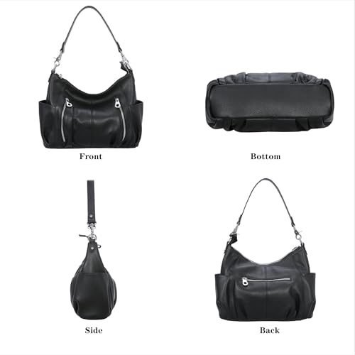 HESHE Genuine Leather Purses for Women Shoulder Hobo Bag Crossbody Satchel Handbags Designer Ladies Totes Purse4