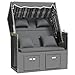 vidaXL Strandkorb mit Kissen Poly Rattan Massivholz Anthrazit Schwarz