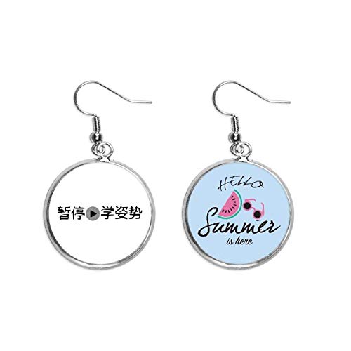 Pendientes de sandía estilo casual con letras chinas de muestra aprender