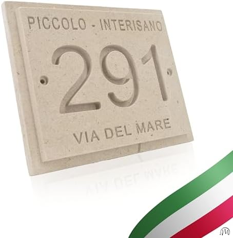 Targa Civica In Pietra Leccese Personalizzata - 20x16cm Con Nome Via, Per Esterno