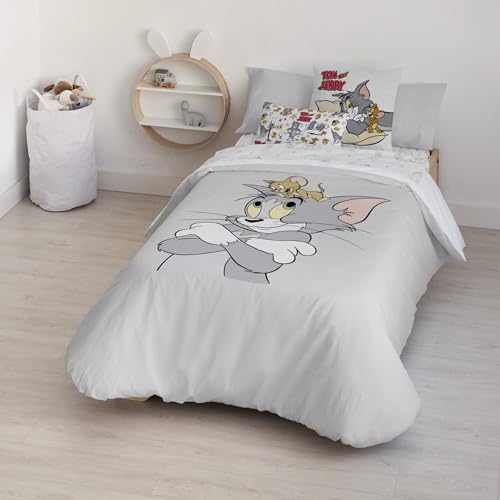 Housse de couette 100% coton motif Tom Jerry lit 105 parure de lit enfant confortable 180x240