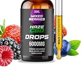 Haze CBD 6000mg CBD Oil – 30ml High Strength CBD Oil - Premium CBD Oral Drops – 100% Natural Flavour – Broad Spectrum CBD with MCT Oil – THC Free – Wellness & Daily Balance Support (Mixed Berries)