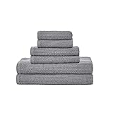 Nautica | Brookwater Collection | Towel Set-100% Cotton, Super Soft & Absorbent, Quick Dry & Low Linting, Medium Weight, 6 Piece, Grey