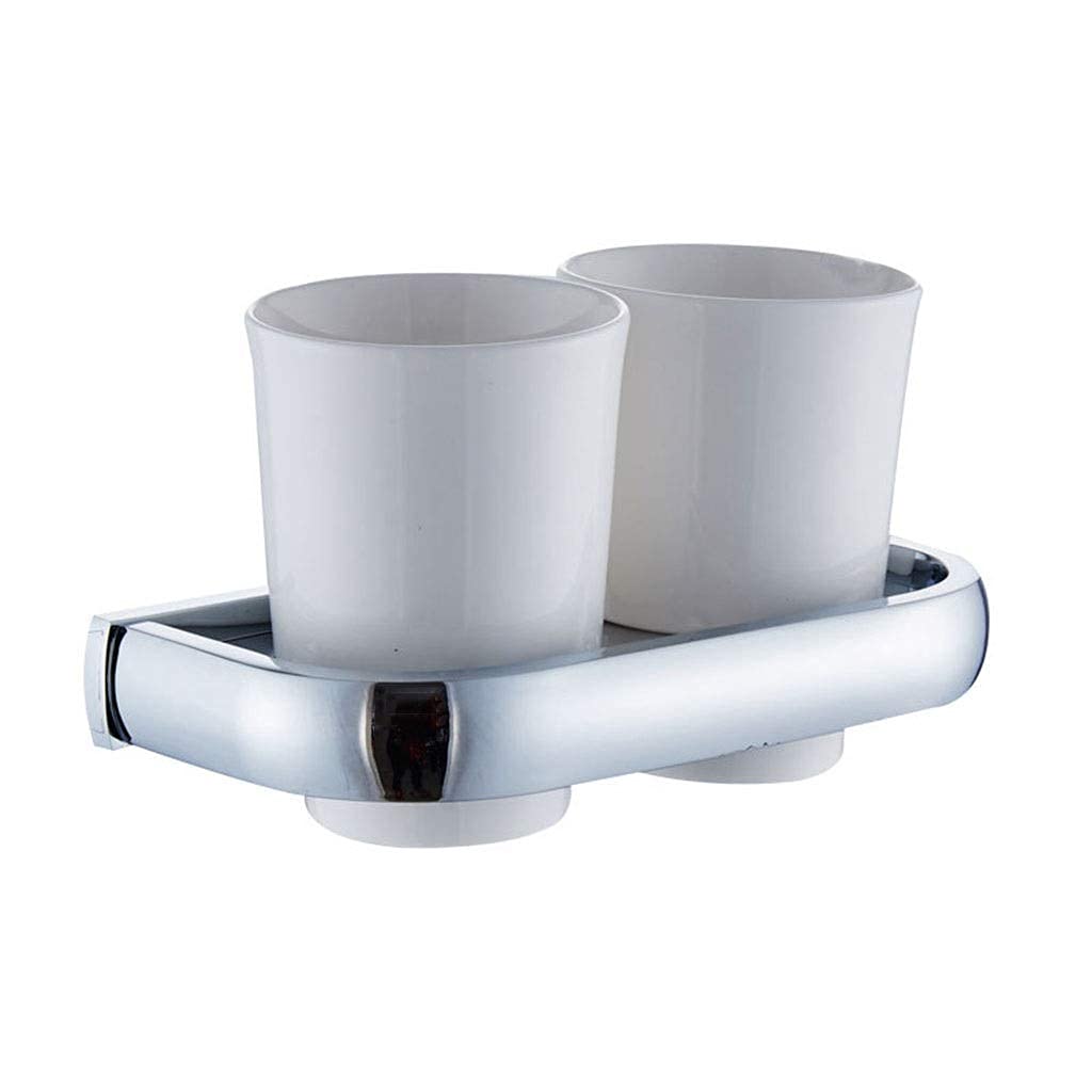 Yrhh Chrome Bathroom Shelf Simple, Modern Appearance,Toothbrush Tumbler With Brass Coating, Double Tumbler Holder.
