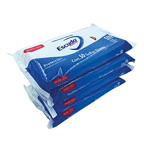 Accesorios, Drugstore Farvisan 4 Pack Toallitas Húmedas Desinfectantes, Marca Escudo con 50 pzs. C/U (200 pzs.)