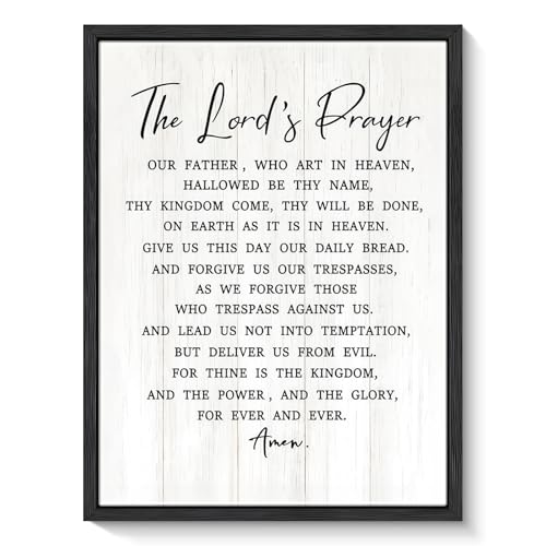 Floating Framed the Lords Prayer Canvas Wall Decor 12x16 Inch
