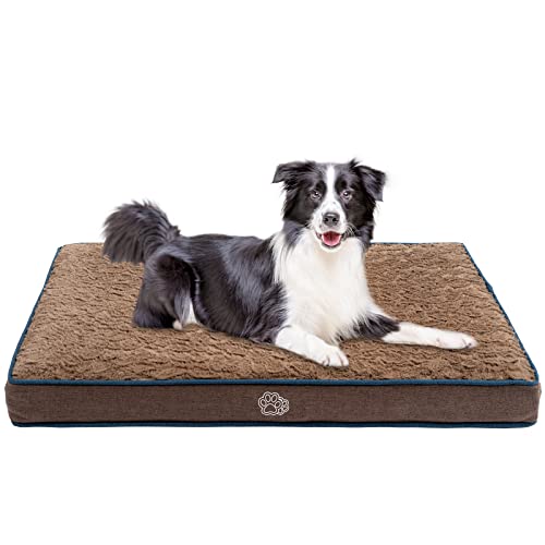Empsign Orthopedic Dog Bed Mat Dog Crate Pad Reversible Warm And Cool, Pet Beds Waterproof Mattress With Removable Washable Cover, Pet Sleeping Mat For Large Medium Small Dogs, Fluffy Kennel Pad #TOP6
