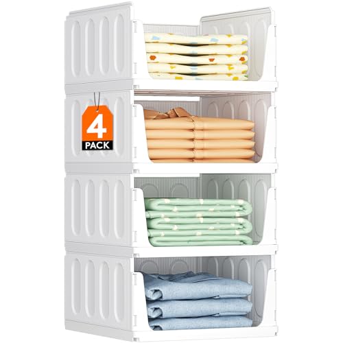 Image of Lifewit 4 Pack Stacking Closet Organizers Shelf for Clothes 14 inch Depth