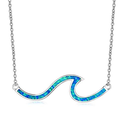 Bijoux Feng Shui collier pendentif vague opale pour femme