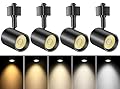 VANoopee 5-Color LED Track Lighting Heads H Type Track Light Heads Dimmable, 2000K 3000K 4000K 5000K 6000K Adjustable, Flicker Free CRI90+ 24° 10W 800lm, Black (4 Pack)