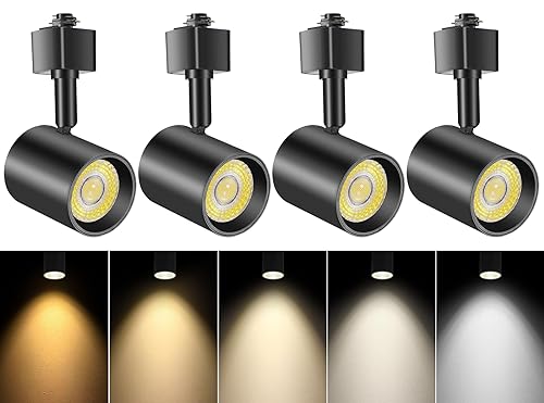 VANoopee 5-Color LED Track Lighting Heads H Type Track Light Heads Dimmable 2000K 3000K 4000K 5000K 6000K Adjustable Flicker Free CRI90+ 24 10W 800lm Black (4 Pack)