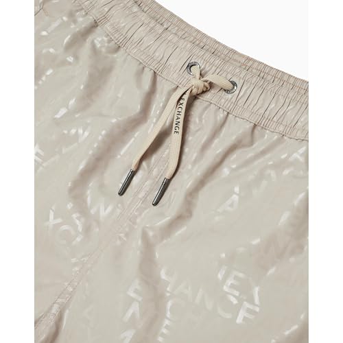 Armani Exchange Men's Swim Trunk with All Over Block Letter Ax Logo2