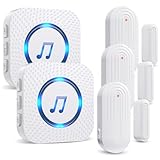 SanJie Door Sensor Chime for Door Opens， Door Entry Chime for Business/Home/Office/Store,800 FT Range,55 Chimes 5 Adjustable Volume Door Ringer Alert 3 Sensors + 2 Receivers