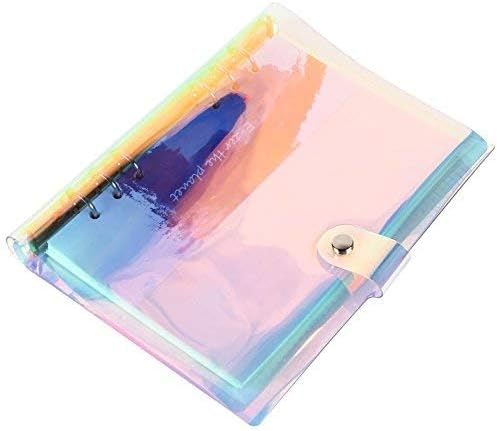 Chris.W A5 6-Ring Binder Cover Refillable Notebook Shell with Snap Button Closure for Ring-Bound Planner Pages, Dazzling Rainbow Color(Inner Paper Not Included) image 4