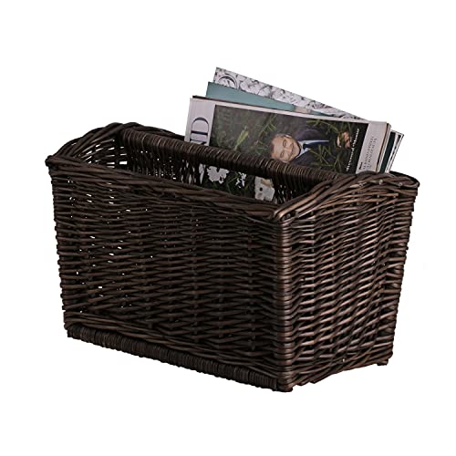 Revistero de Mimbre artesanal e-wicker24 marrón oscuro de diseño trenzado 3