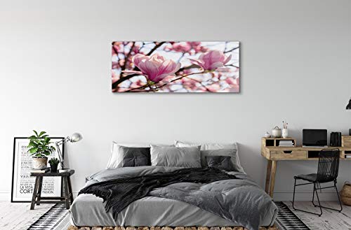 Tableau en verre acrylique 125x50cm aux motifs de fleurs de magnolia nature Tulup - 4