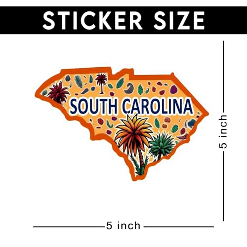 Image of South Carolina State Sticker 5 Inch Waterproof Vinyl Decal Durable USA State Graphic for Laptop Water Bottle Car Window Bumper Truck Travel Decoration