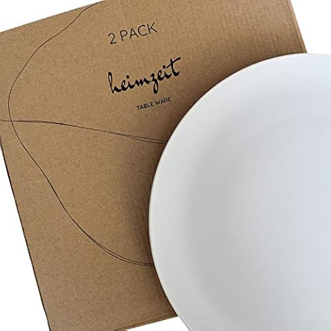 heimzeit handmade Dinner plate made Stoneware [2 Pieces] - Ø 25 cm (round) - Color: Light Grey - Elegant design - Dishwasher safe Cover