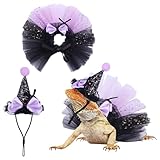 Fnaobai Halloween Bartdrache und Eidechse Hexenkostüm 2-TLG. mit Hut, Tutu & Rock Geeignet für Meerschweinchen UVM Ideal für Halloween-Partys & Feiern
