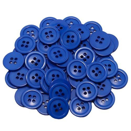 Lilaly 50 PCS 5/8 inch Resin Buttons for Crafts, 4 Holes Blue Buttons, for Sewing, DIY, Crafts Scrapbooking (Sapphire Blue)