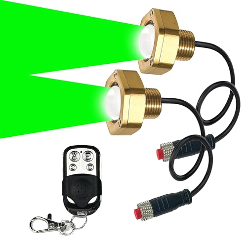 Kingshowstar 2Pcs Green Standard 1/2" NPT Boat Drain Plug Light with APP RF Remote Control，Underwater LED Boat Light,40W 4100LM IP68 Waterproof Smart Cooling System for Yachts, Kayaks