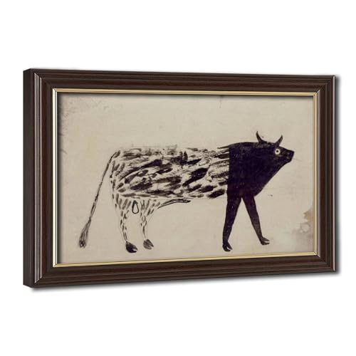 Impression d'animaux Bill Traylor Big Bull toile art populaire cadre à suspendre