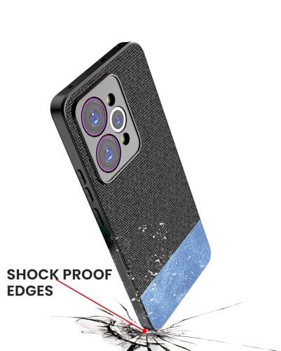 Image of Kapa Soft Fabric & Leather Hybrid Protective Back Cover for Realme 15 Pro 5G | Shockproof Slim Hard Anti Slip Back Case (Black,Blue)