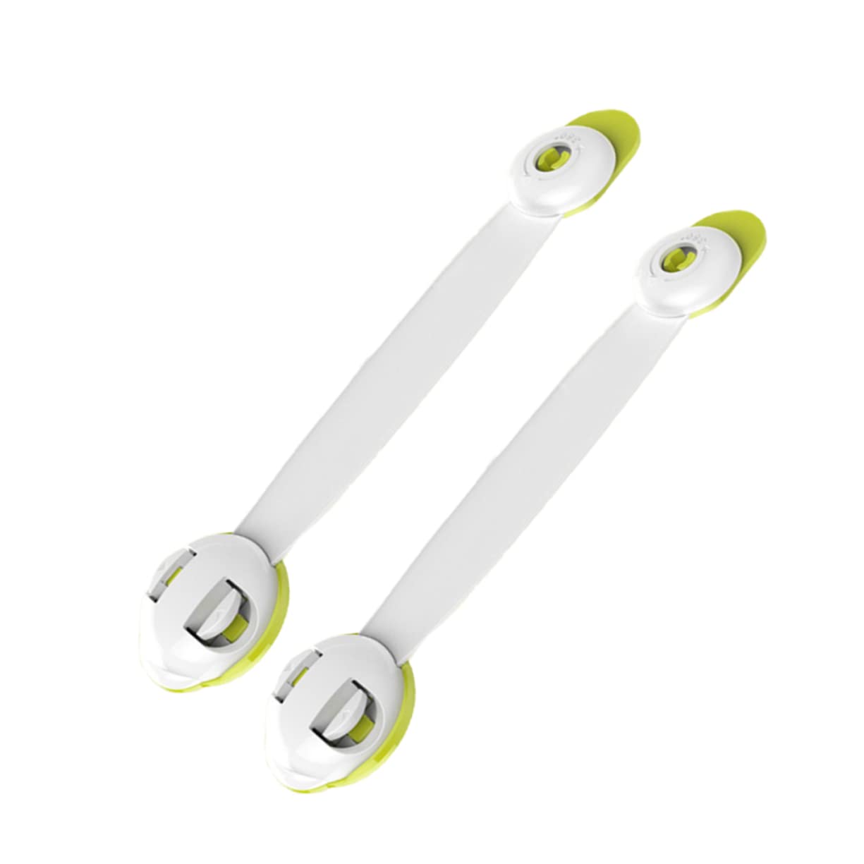IWOWHERO 2pcs Child Safety Locks Babyproof Double Button Cabinet and Refrigerator Locks Green Self-Adhesive Anti-Pinch Drawer Latches for Toddlers and Children
