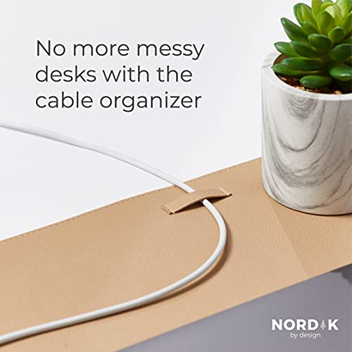 Image of Nordik Leather Desk Mat -Champagne Beige- Large Leather Desk Pad 35x17 in