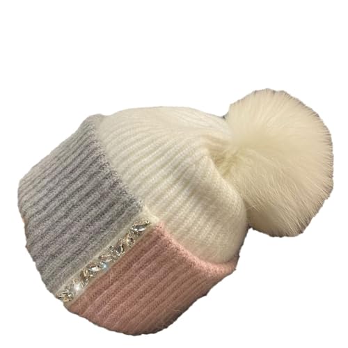 Bonnet d'hiver en tricot diamant pour femme avec protection des oreilles