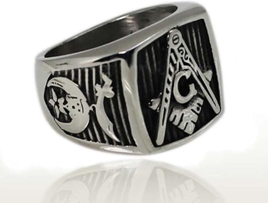 Mason Zone™ Masonic Rings - 32nd Degree Scottish Rite and Shriner Ring with Square and Compass on Top. Stainless Steel Freemason's Jewelry