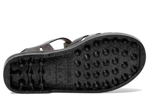 Mini Melissa Girls Possession Shiny (Little Big Kid) Fisherman Sandal, Glitter Black, 123